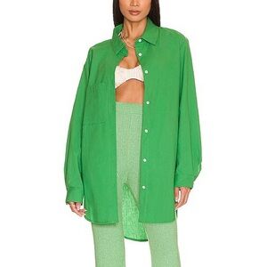 SNDYS Everyday Bello Button Up in Green Medium Size 6